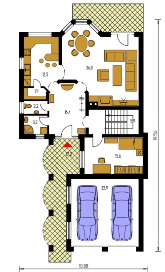 Mirror image | Floor plan of ground floor - ELEGANT 160
